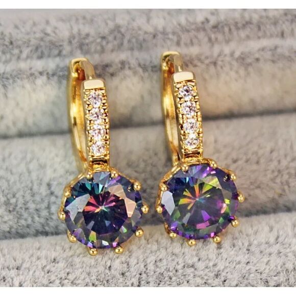 18K Gold Filled Mystical Topaz CZ Zircon Earrings - Picture 3 of 14